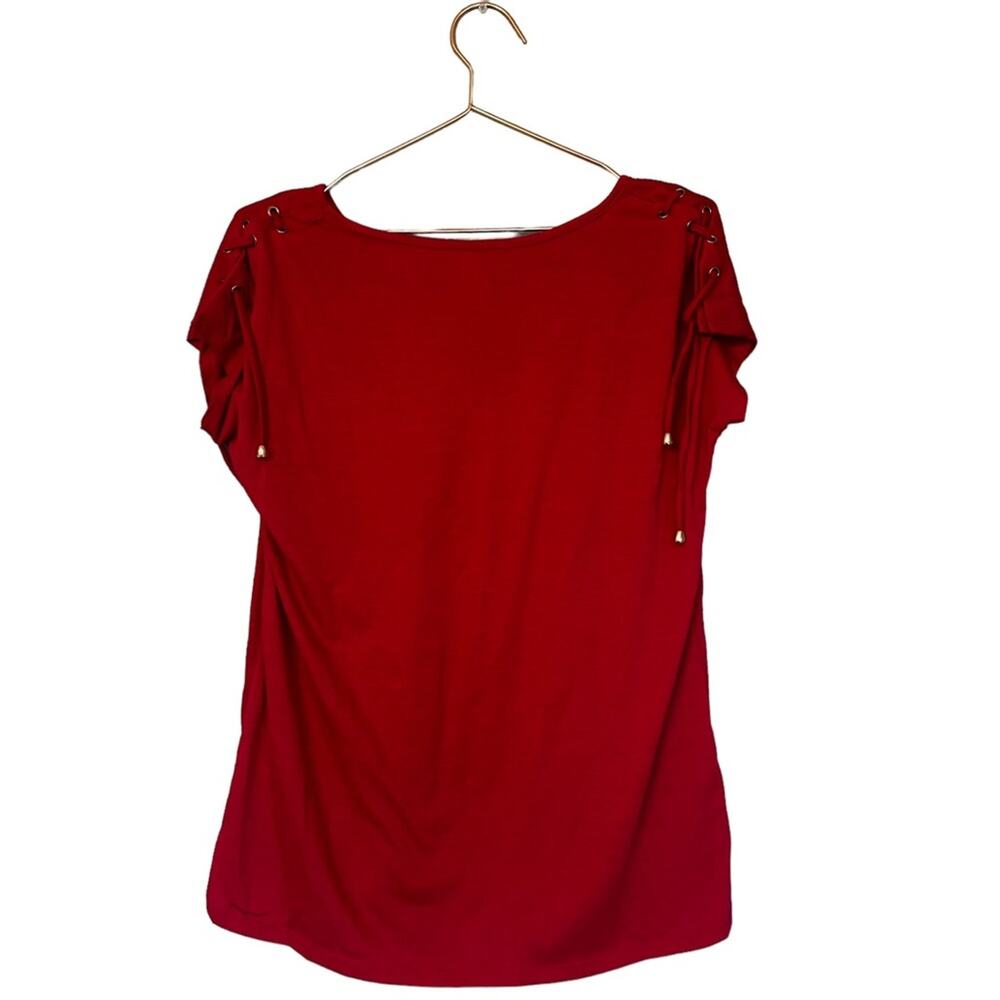 PerSeption Concept Red Lace-Up Sleeve Shirt - Size Medium